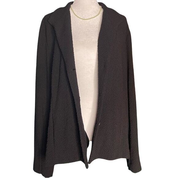 NWOT Eileen Fisher Black Textured Single Breasted Cardigan Blazer Size L - Picture 2 of 9